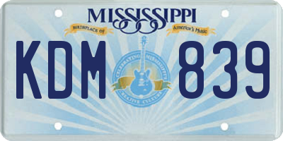 MS license plate KDM839