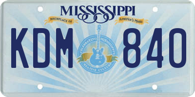 MS license plate KDM840