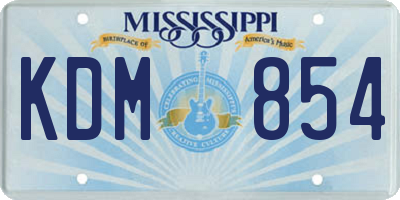 MS license plate KDM854