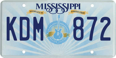 MS license plate KDM872