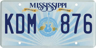 MS license plate KDM876