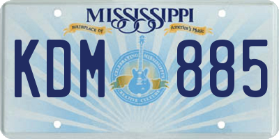 MS license plate KDM885