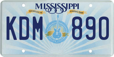 MS license plate KDM890