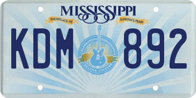 MS license plate KDM892