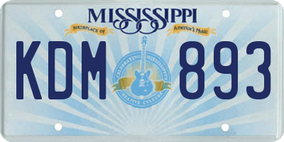 MS license plate KDM893