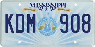 MS license plate KDM908