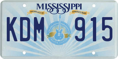 MS license plate KDM915