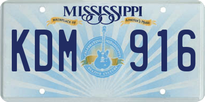 MS license plate KDM916