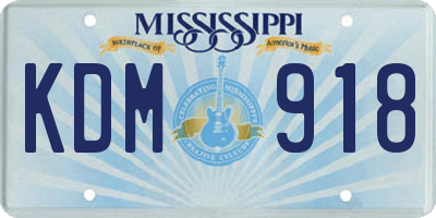MS license plate KDM918