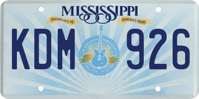 MS license plate KDM926