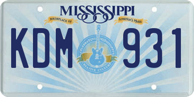 MS license plate KDM931