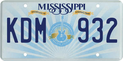 MS license plate KDM932