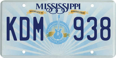 MS license plate KDM938