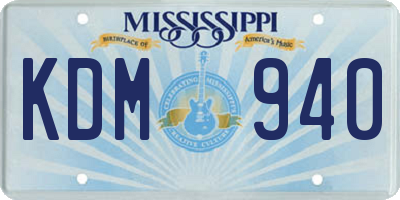 MS license plate KDM940