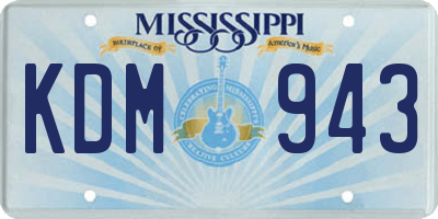 MS license plate KDM943