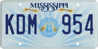 MS license plate KDM954