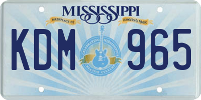 MS license plate KDM965