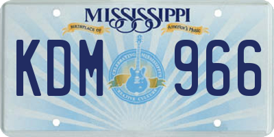 MS license plate KDM966