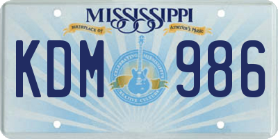 MS license plate KDM986