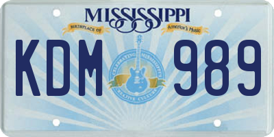 MS license plate KDM989