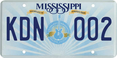 MS license plate KDN002