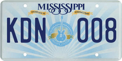 MS license plate KDN008