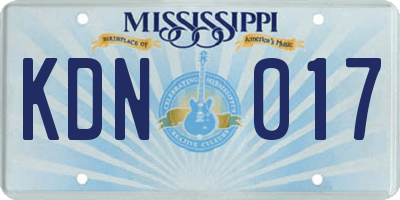 MS license plate KDN017
