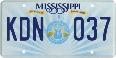 MS license plate KDN037