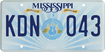 MS license plate KDN043