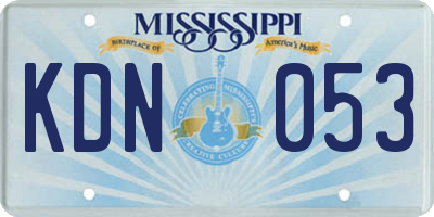 MS license plate KDN053