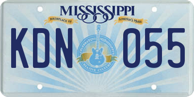 MS license plate KDN055