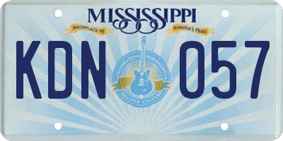 MS license plate KDN057
