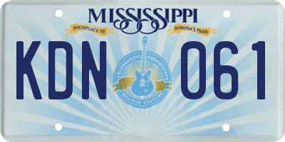 MS license plate KDN061