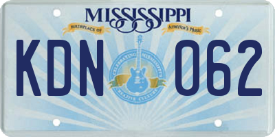MS license plate KDN062
