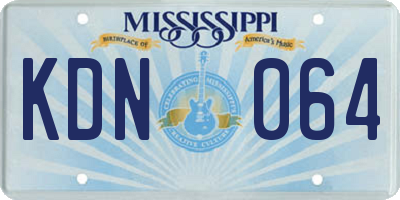 MS license plate KDN064