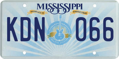 MS license plate KDN066
