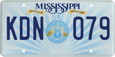 MS license plate KDN079