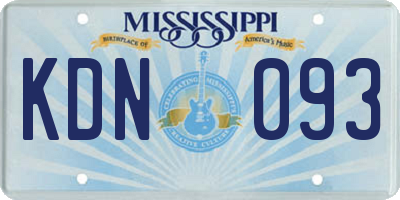 MS license plate KDN093