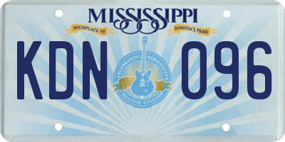MS license plate KDN096
