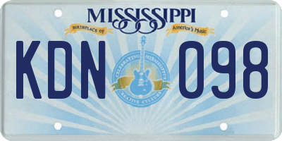 MS license plate KDN098