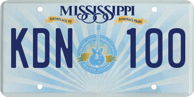 MS license plate KDN100