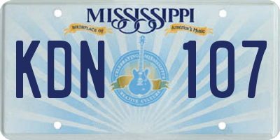 MS license plate KDN107