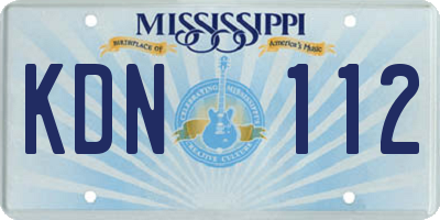 MS license plate KDN112