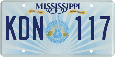 MS license plate KDN117