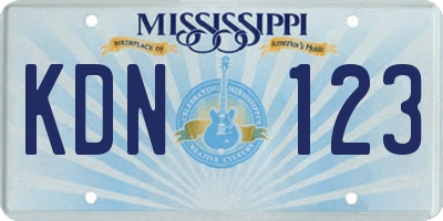 MS license plate KDN123