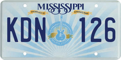MS license plate KDN126