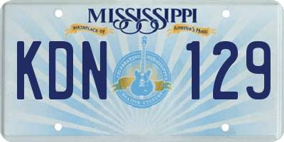 MS license plate KDN129