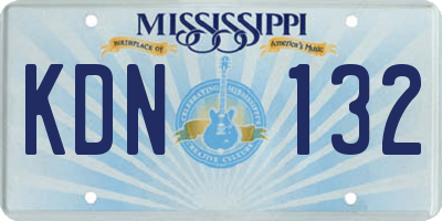 MS license plate KDN132