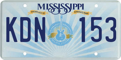 MS license plate KDN153