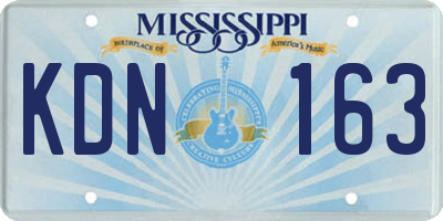 MS license plate KDN163